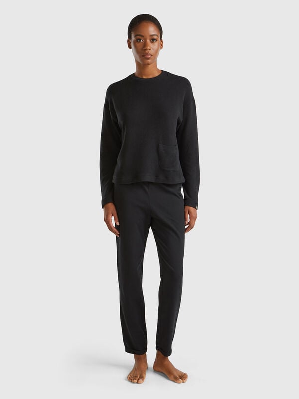 Pantalon chaud en coton stretch Femme