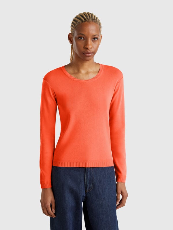 Pull à col rond en pur coton Femme
