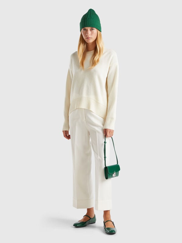 Pull en laine mélangée coupe carrée Femme