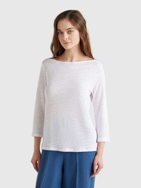 T-shirt manches 3/4 en pur lin Femme