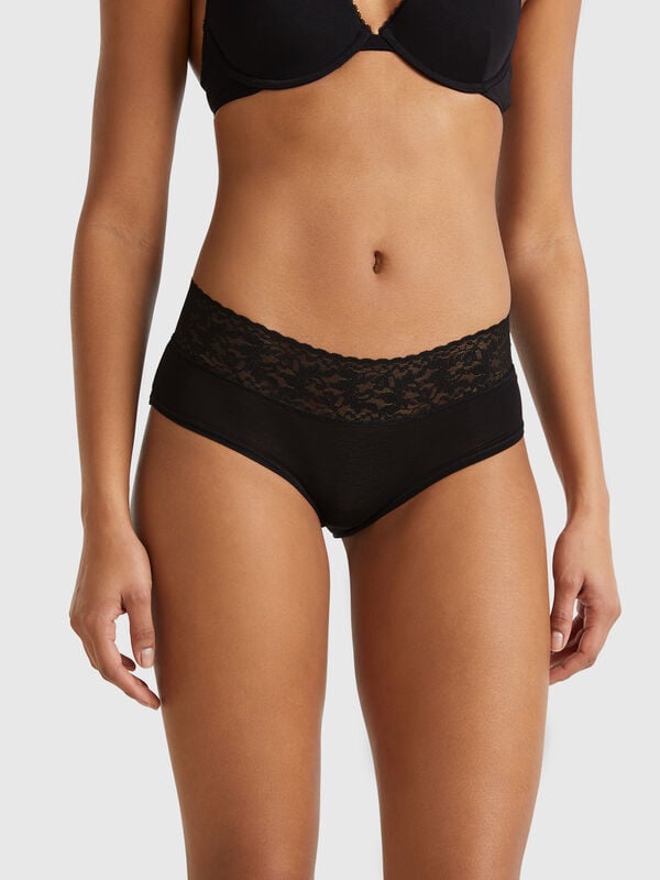 Culotte avec bord en dentelle Femme