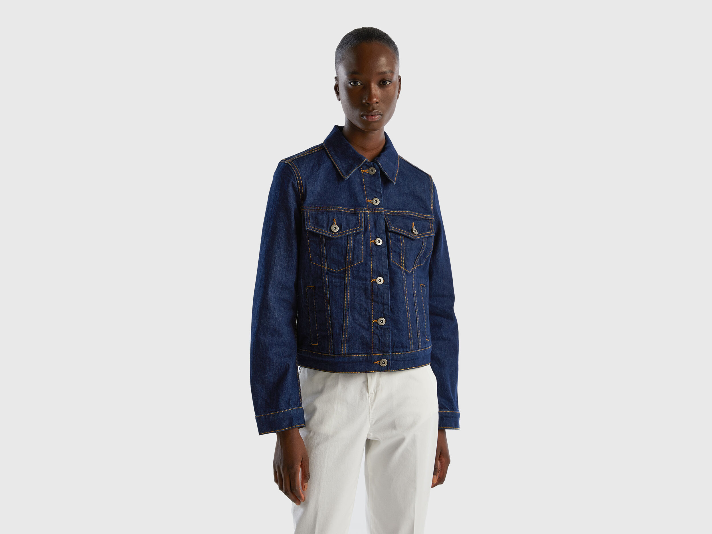 Veste en jean bleu foncé homme sales