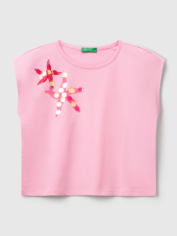 T-shirt avec imprimé et paillettes Filles