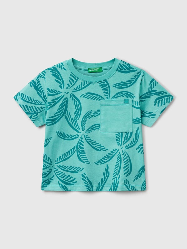 T-shirt vert à imprimé tropical Garçon