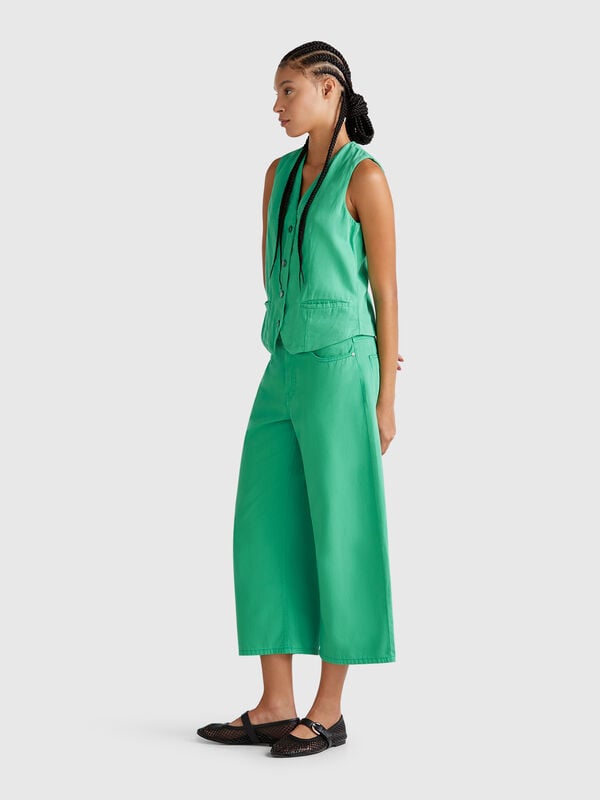 Pantalon cinq poches vert Femme