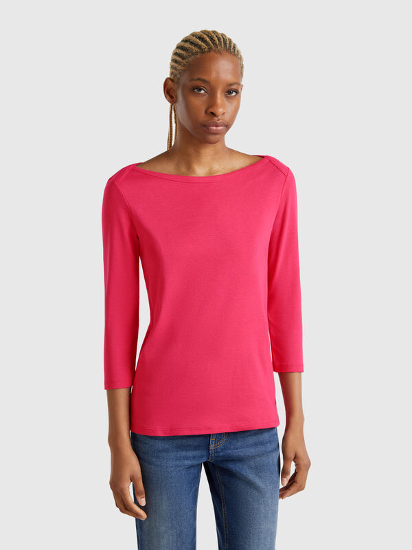 T-shirt 100 % coton à encolure bateau Femme