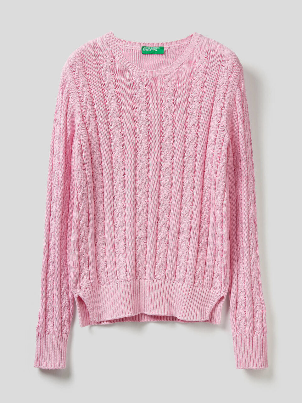 Pull en coton avec torsades. image number 1