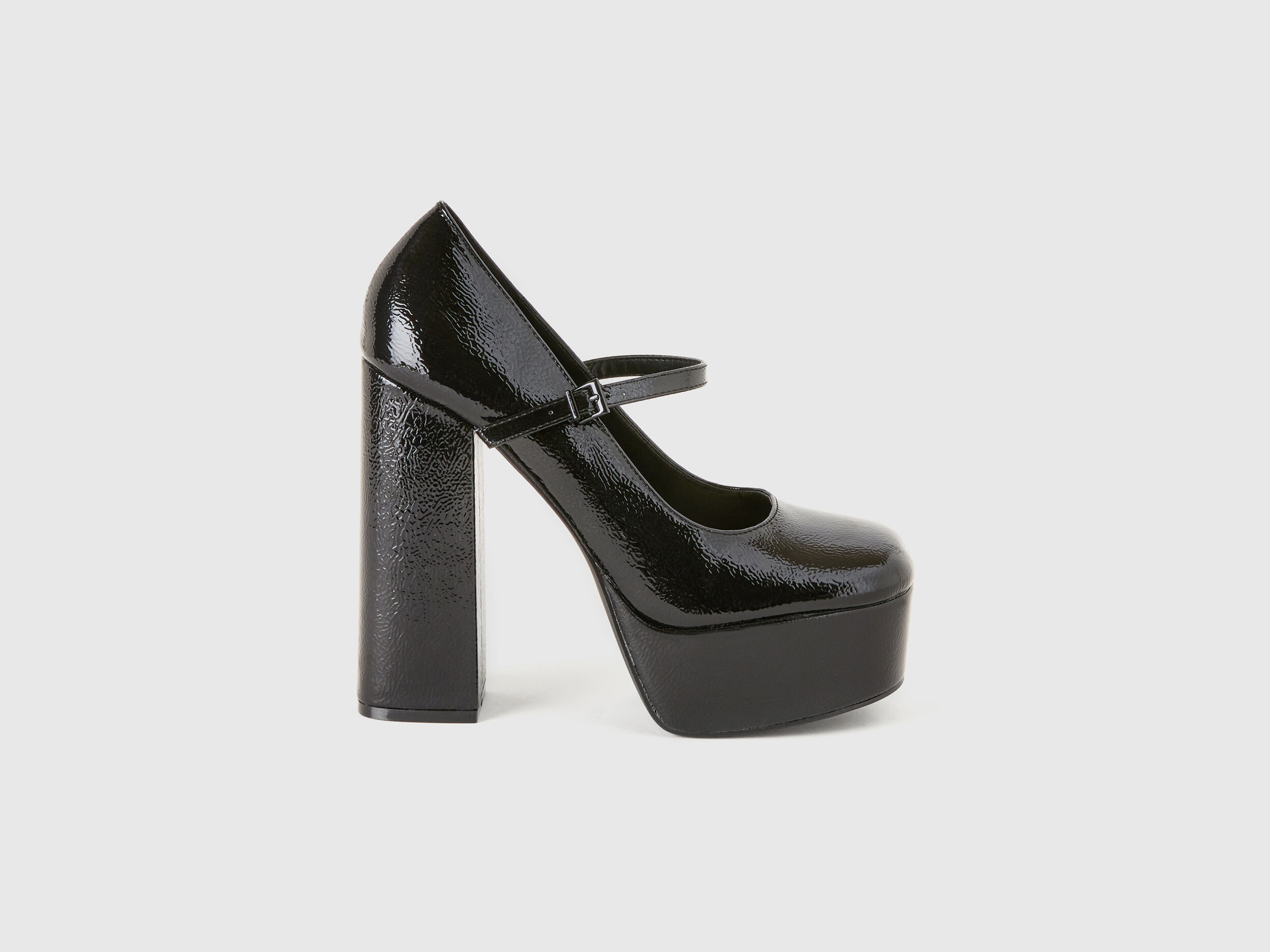 Escarpins satin s talon et bride Noir Benetton