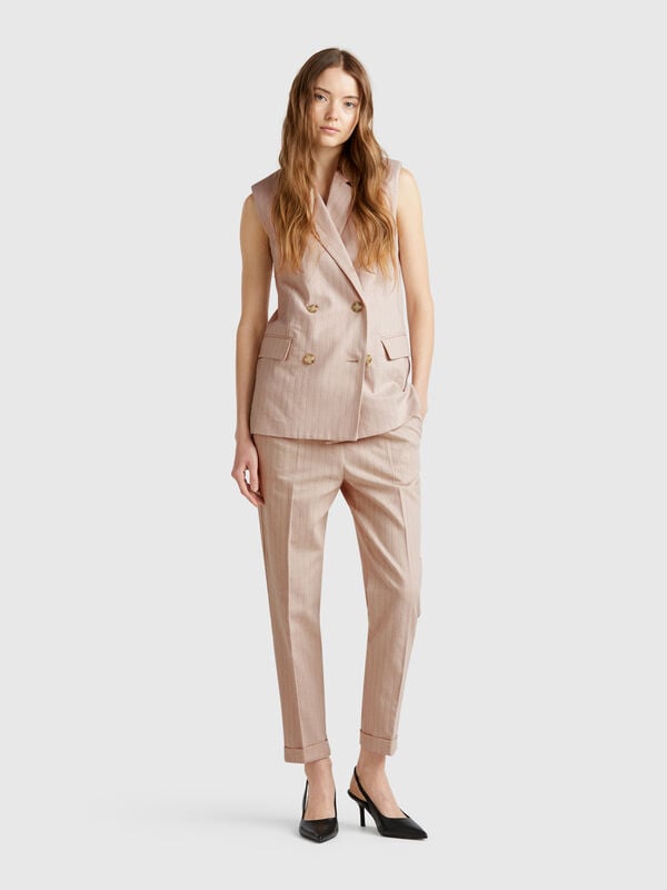 Pantalon coupe classique à fines rayures Femme