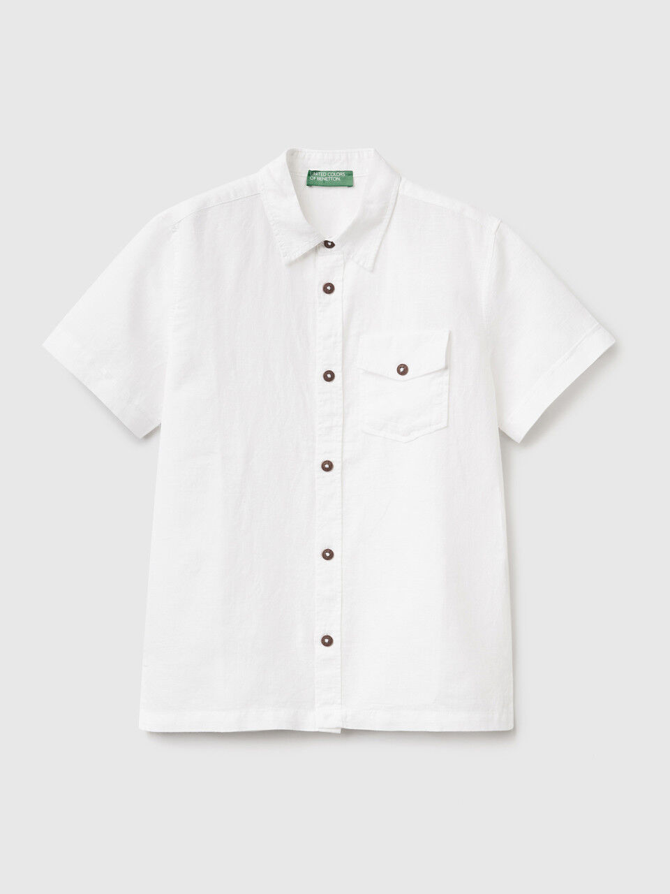 Chemise à manches courtes en lin mélangé
