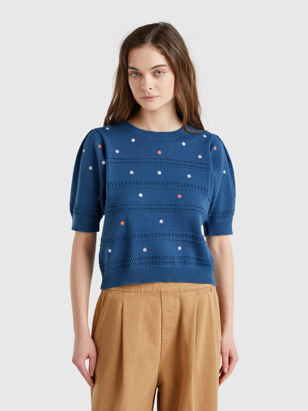 Pull à fleurs brodées Femme