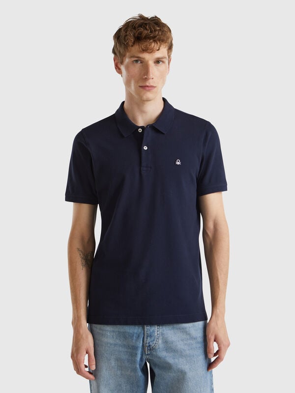 Polo ajusté bleu nuit Homme