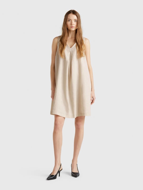 Robe sans manches en pur lin Femme