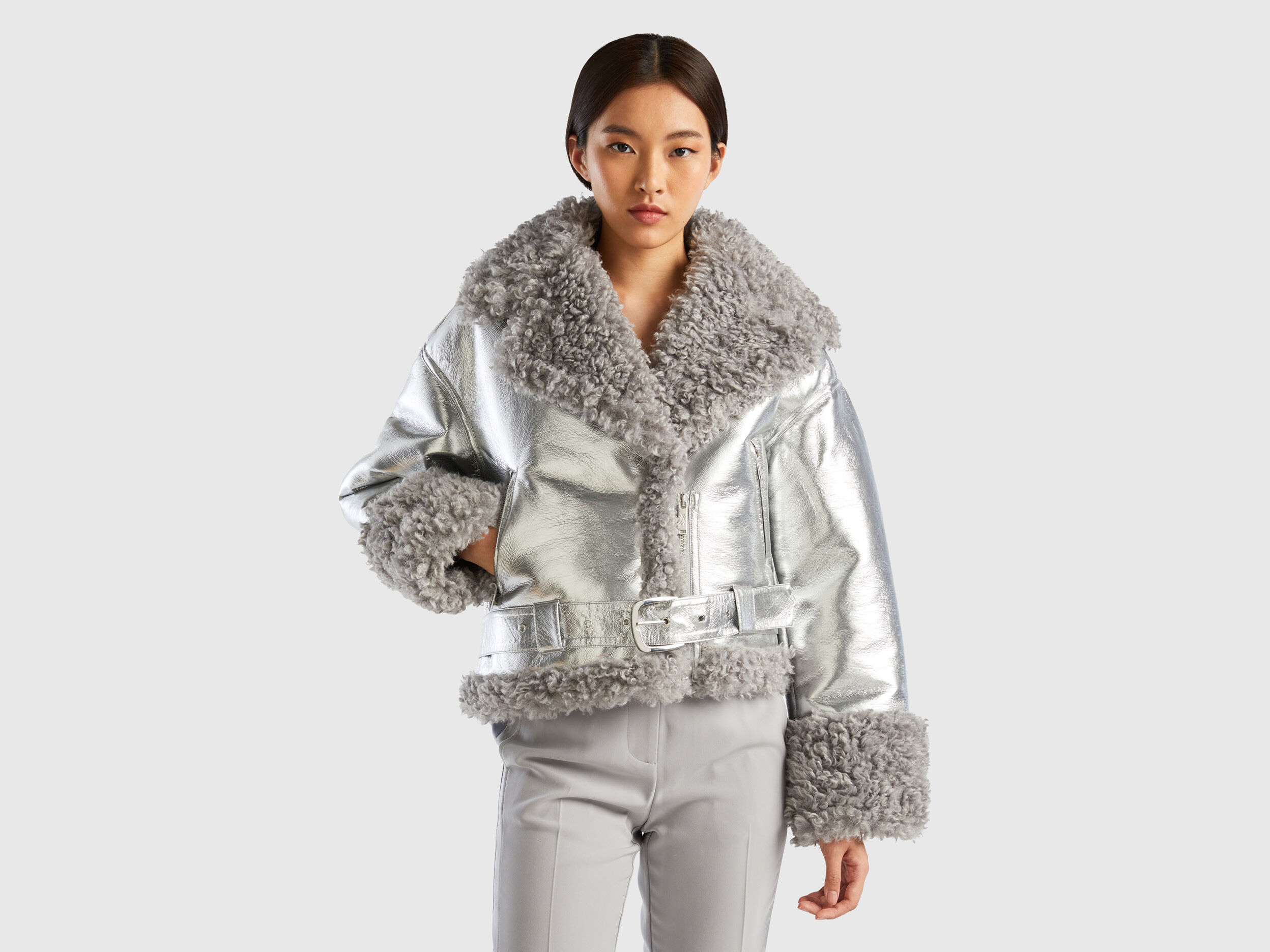 Blouson biker online fourrure femme