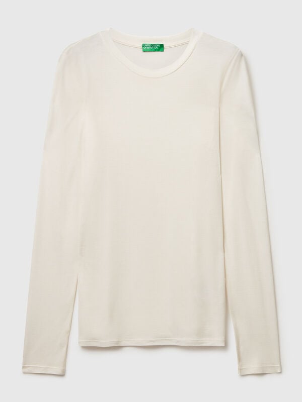 T-shirt en mélange viscose et cachemire T-shirt en mélange viscose et cachemire Femme
