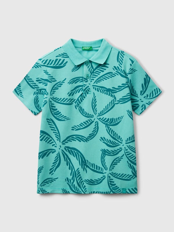 Polo vert à imprimé tropical Garçon