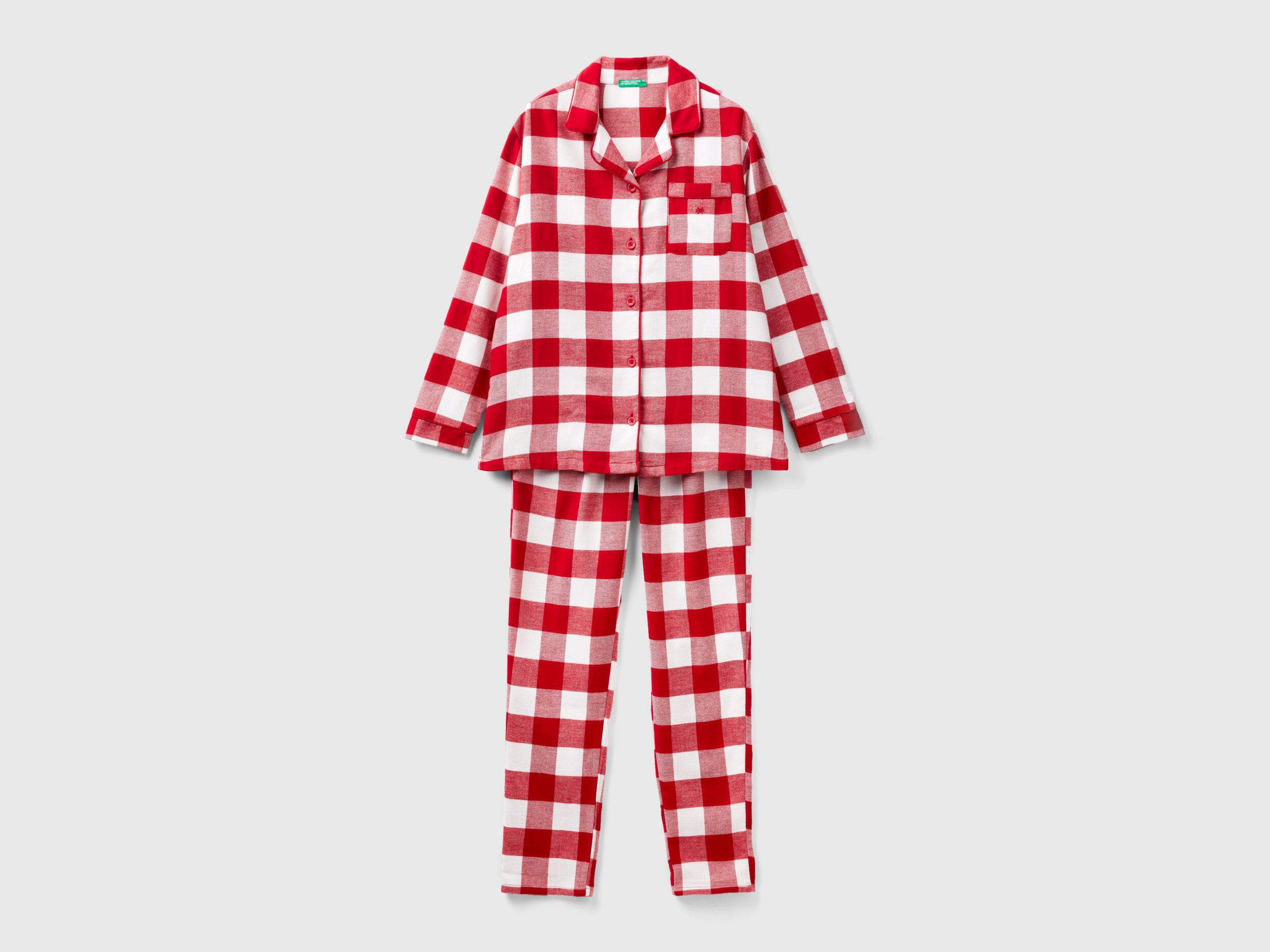 Pyjama carreaux en flanelle Rouge Benetton