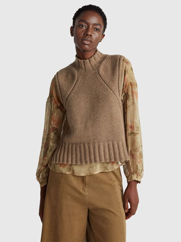 Gilet à col roulé coupe régulière Femme