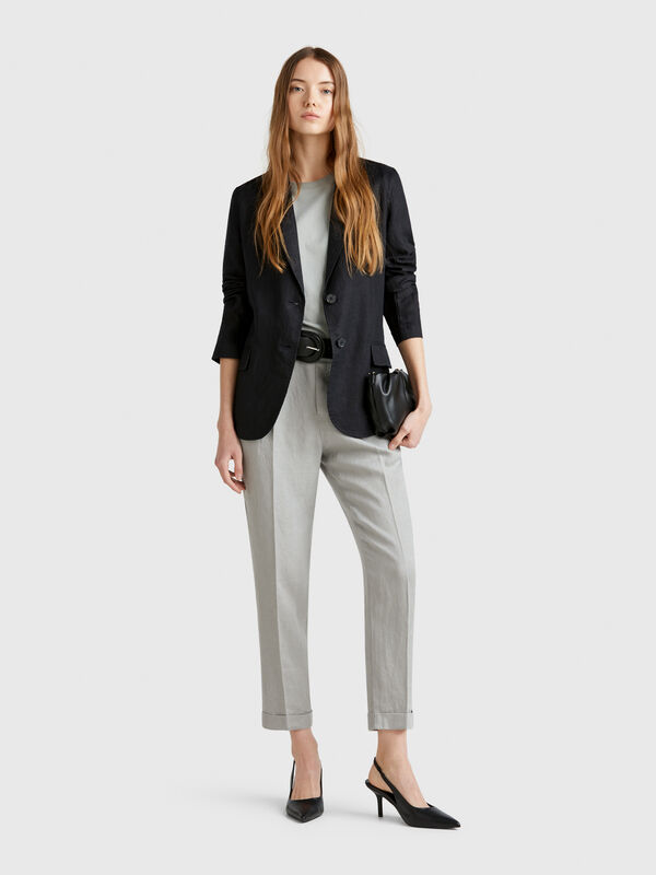 Pantalon court en 100% lin Femme