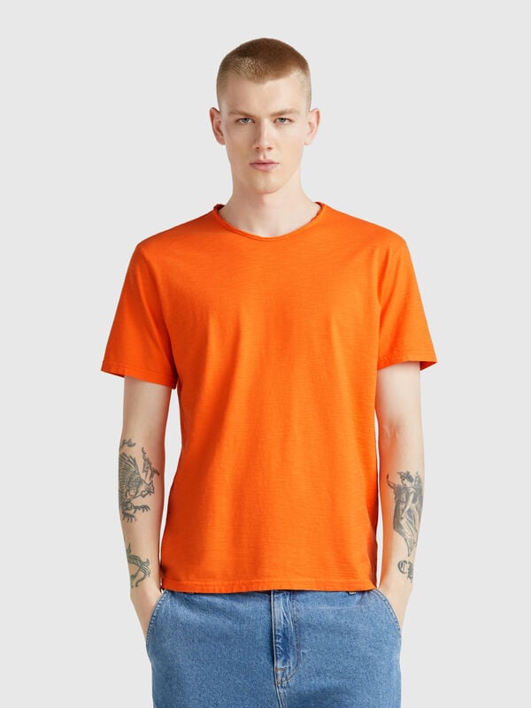 T-shirt ambre en coton flammé Homme