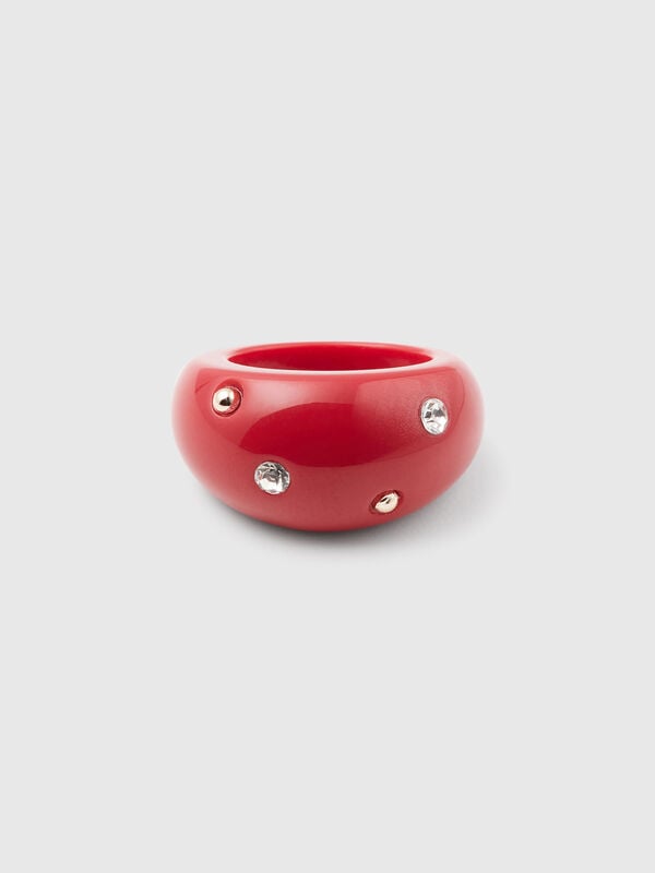 Bague brique avec strass et clous Femme