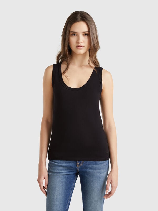 Débardeur noir pur coton Femme