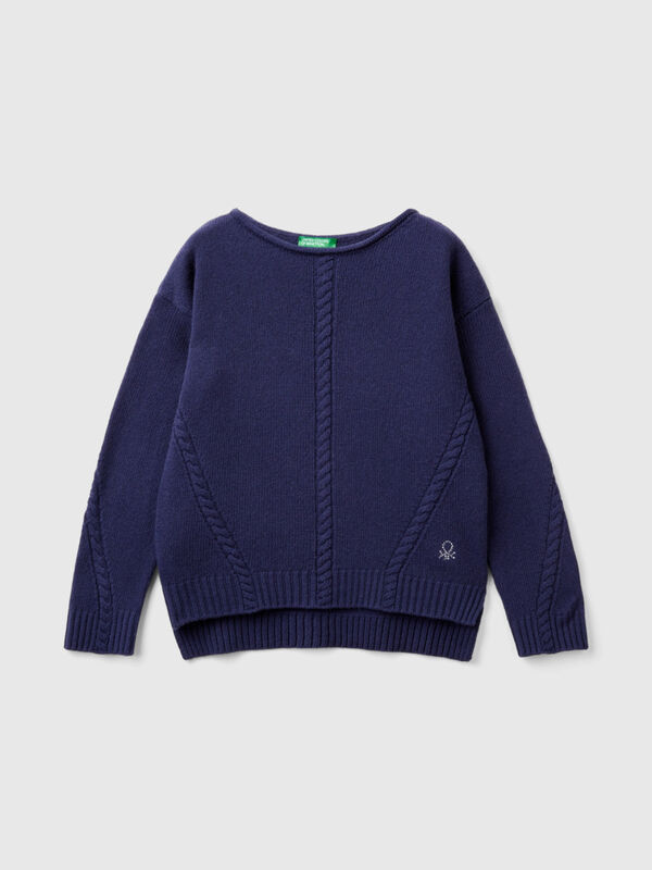 Pull torsadé en laine mélangée Filles