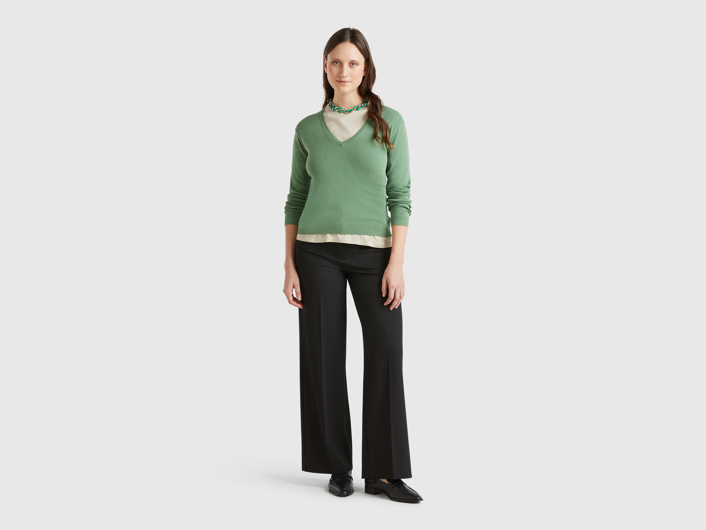 V NECK SWEATER L/S Femme image number 2