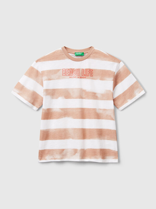 T-shirt rayé avec imprimé devant et dos Garçon