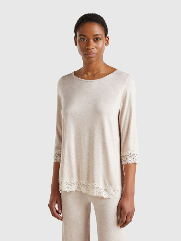 Chemise fluide détails dentelle Femme