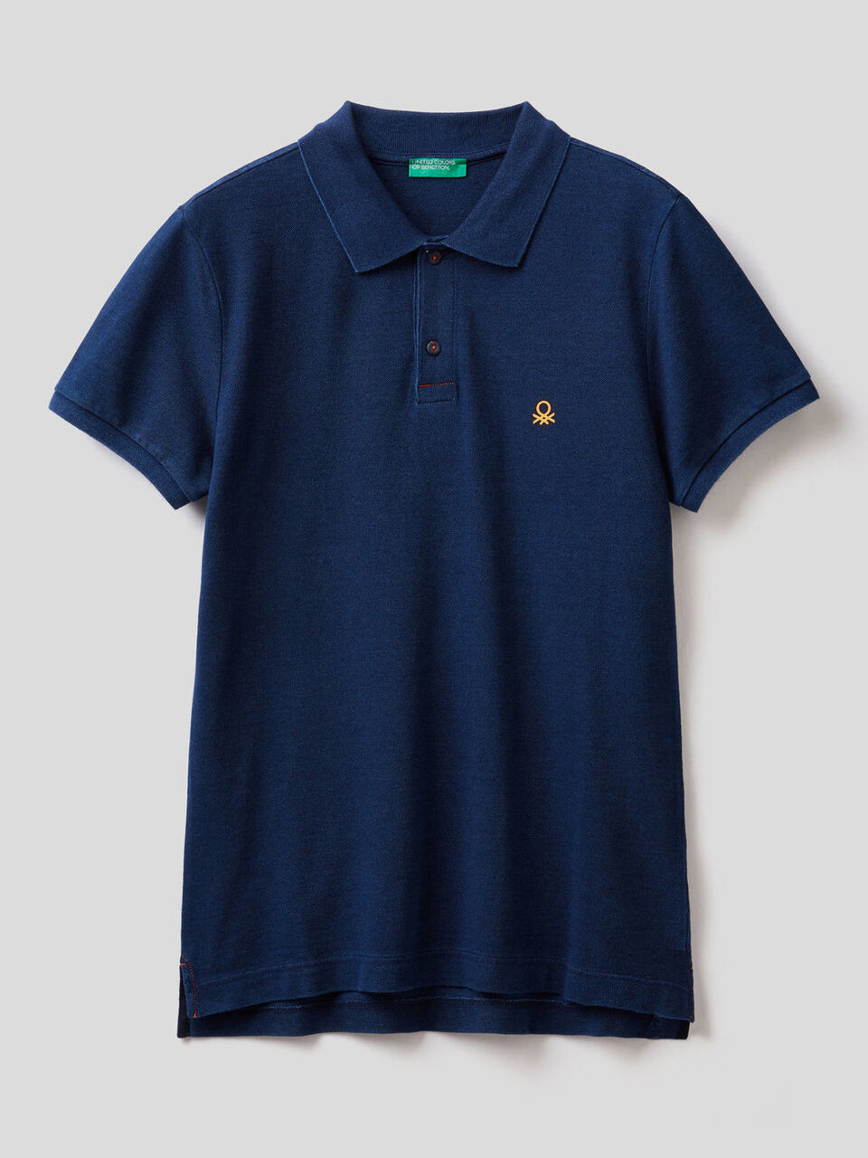 Polo en pur coton avec teinture indigo image number 1