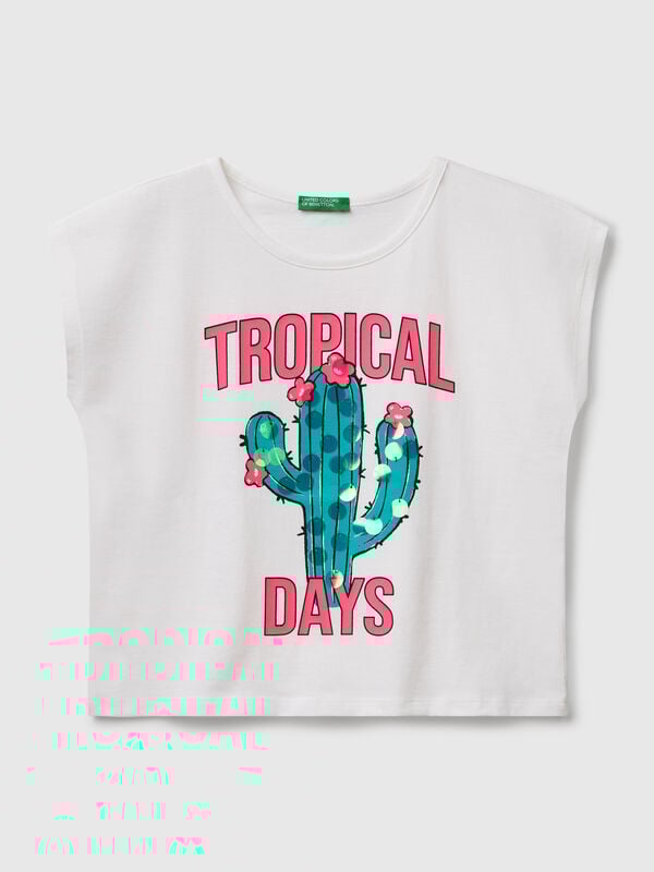 T-shirt avec imprimé et paillettes Filles