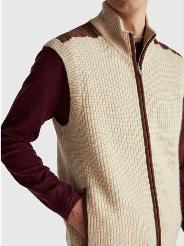 Gilet zippé en mélange de laine Homme
