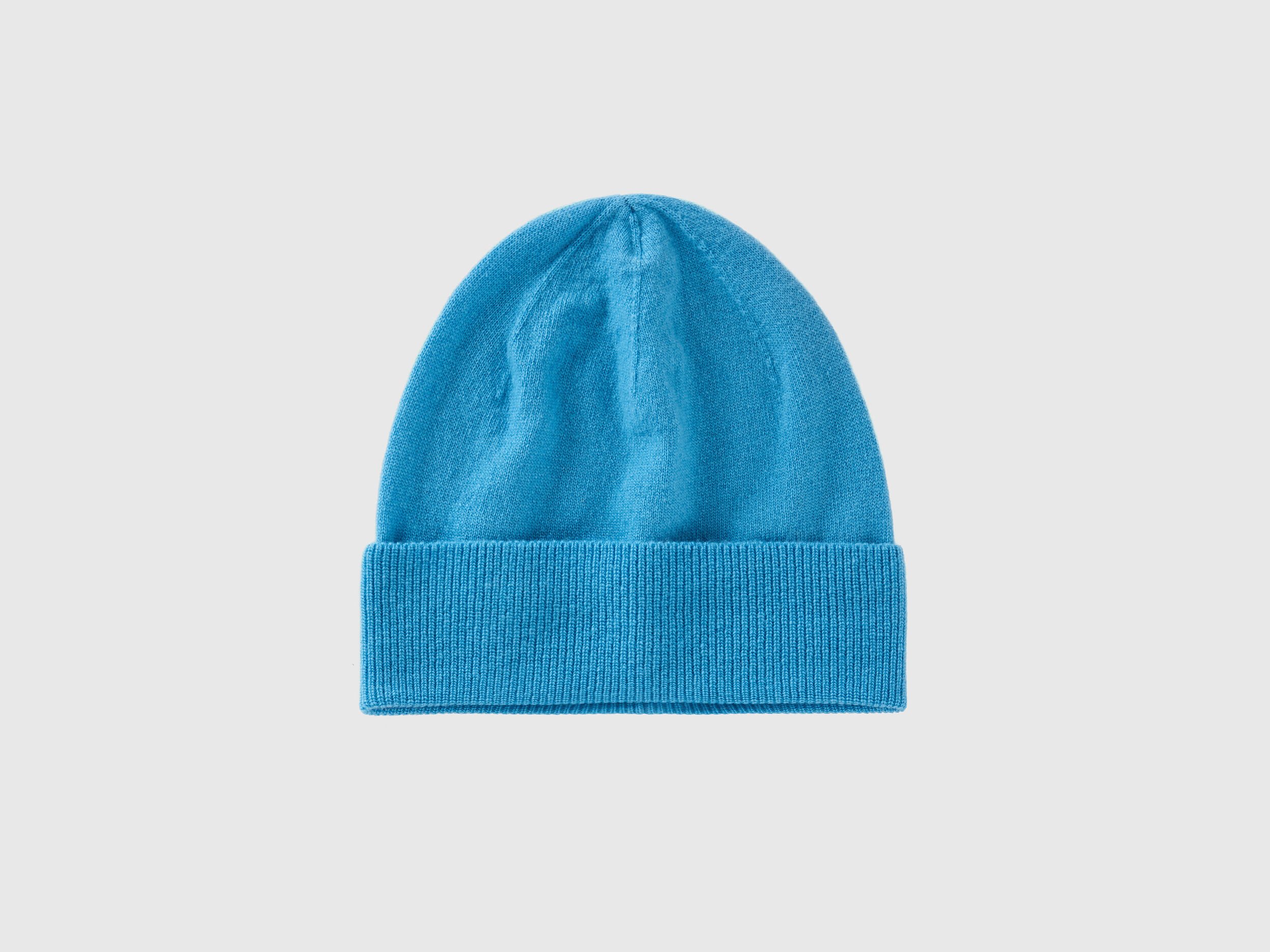Bonnet bleu ciel en pure laine m rinos Bleu Clair Benetton
