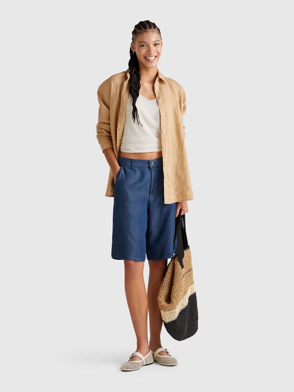 Bermuda en chambray Femme