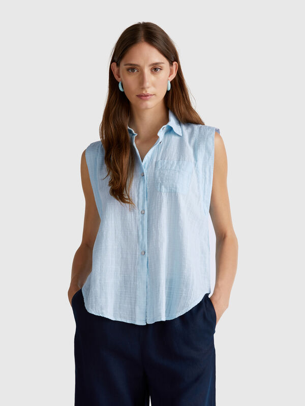 Chemise sans manches avec noeud Femme