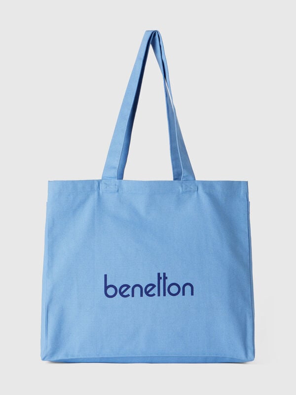 Sac cabas bleu ciel en pur coton