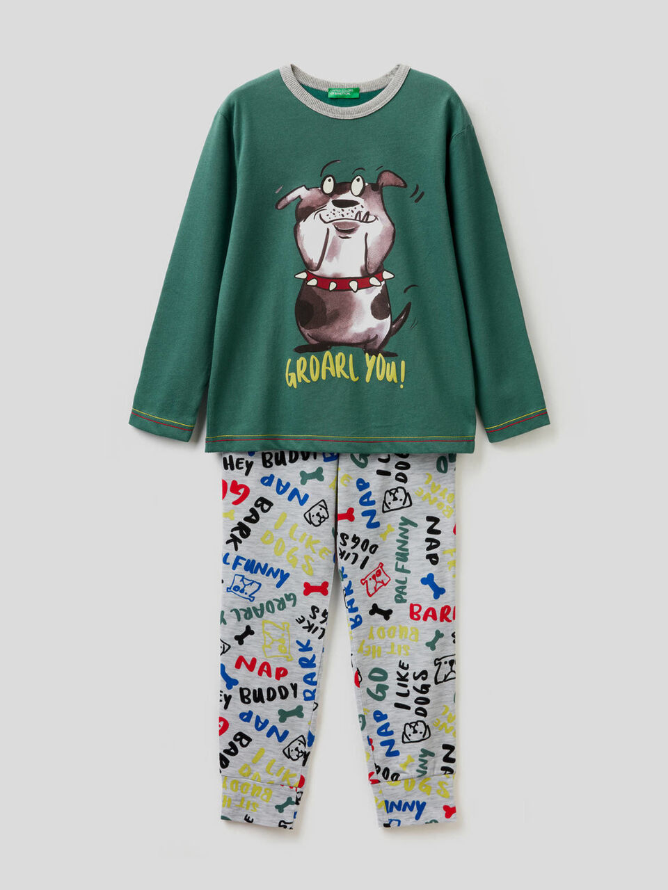 Pyjama en pur coton avec pantalon fantaisie image number 1