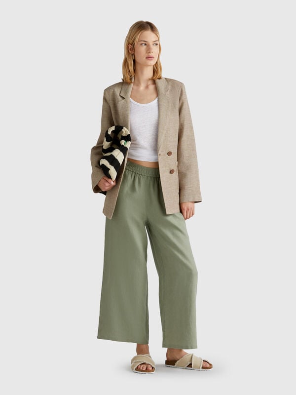 Pantalon large en pur lin Femme