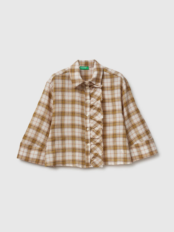 Chemise à carreaux avec volants Femme