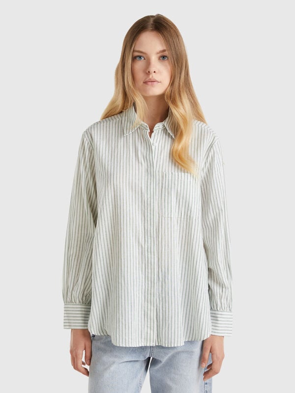 Chemise rayée en lin mélangé Femme