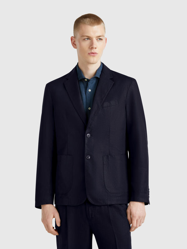 Blazer coupe slim en lin mélangé Homme