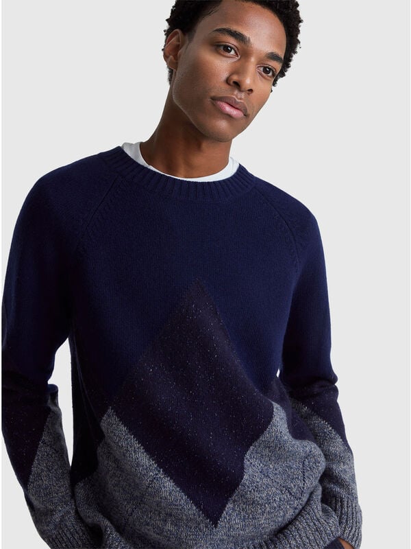 Pull en laine mélangée à losanges Homme
