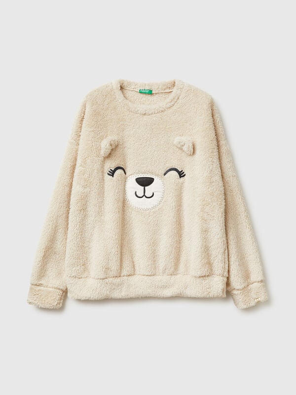 Pull en fourrure d'ours en peluche Femme