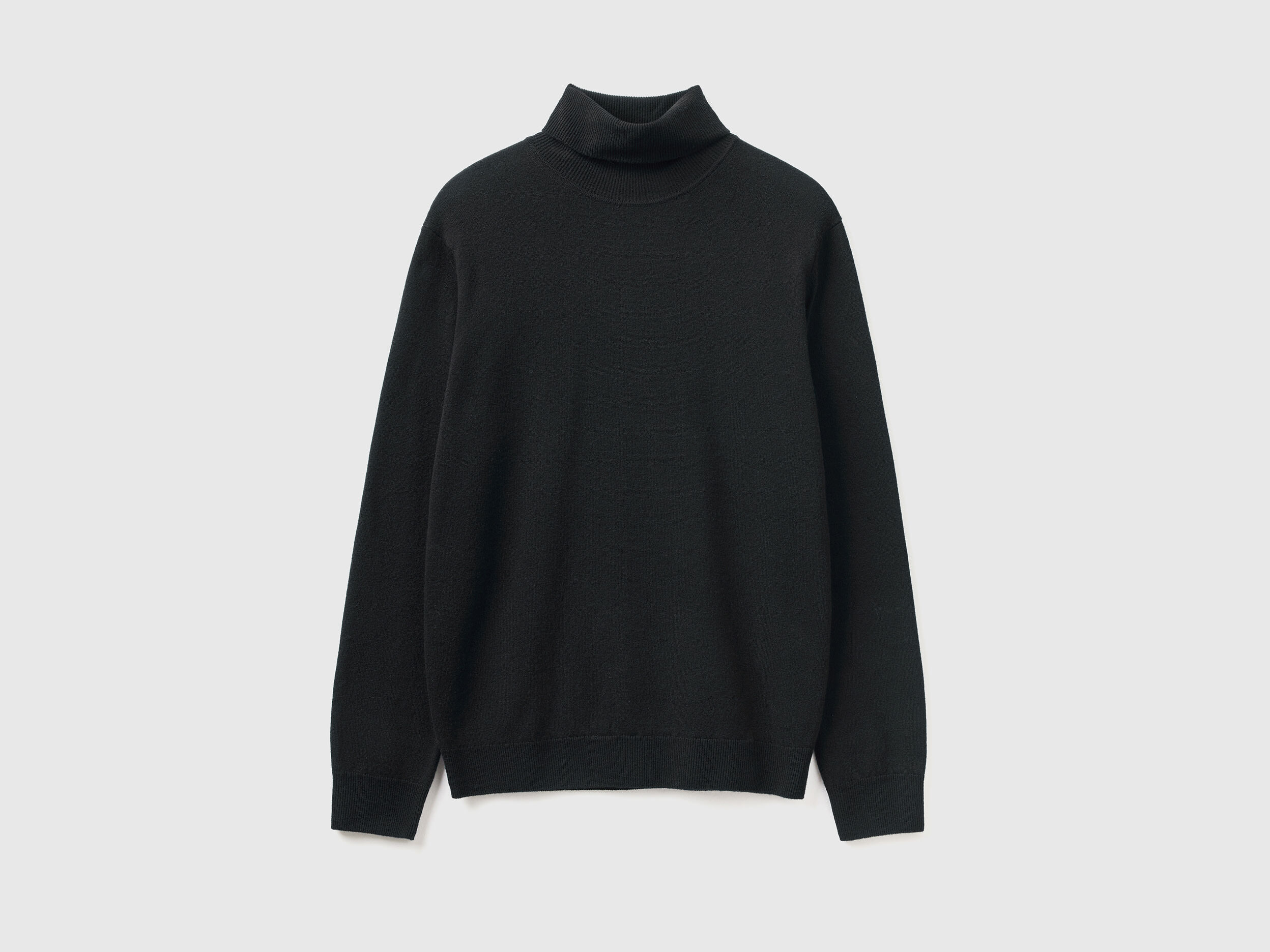 Pull noir col roul en pure laine M rinos Noir Benetton
