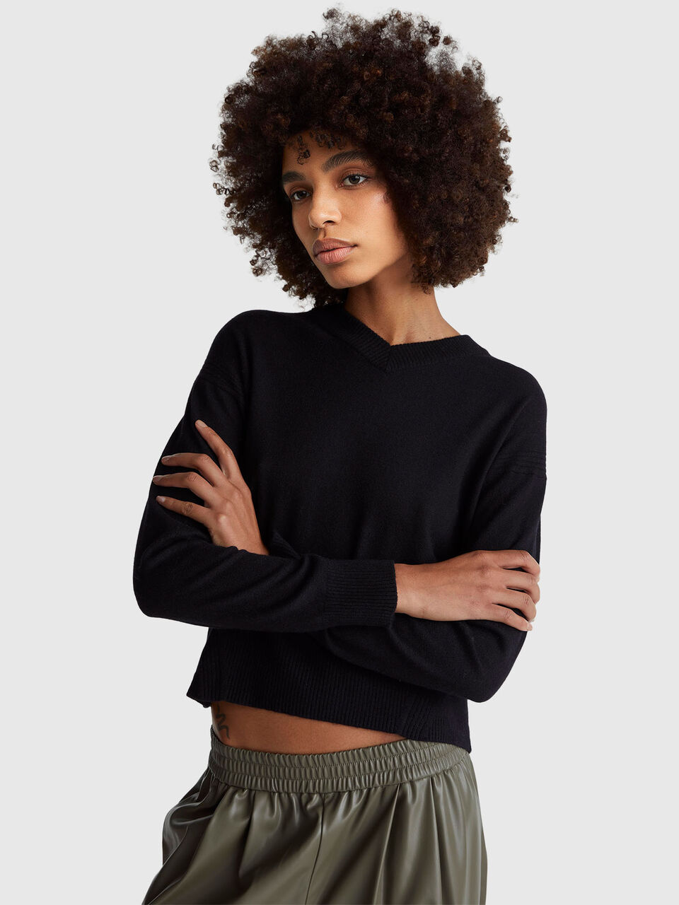 V NECK SWEATER L/S Femme image number null