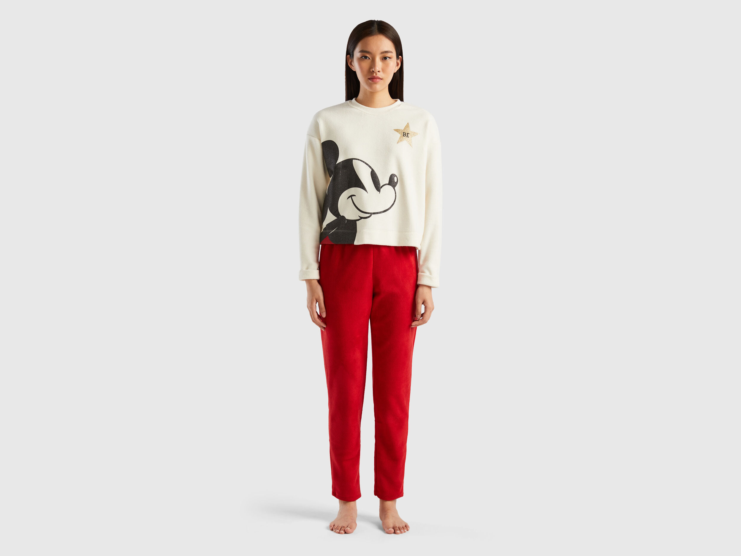 Pyjama en polaire Mickey Cr me Benetton
