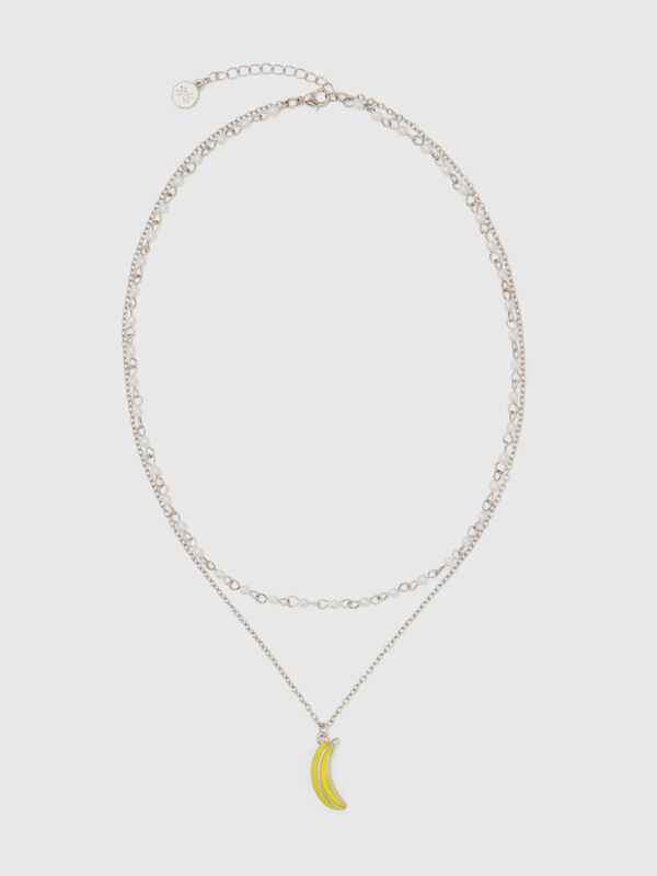 Collier double à pendentif banane jaune Femme