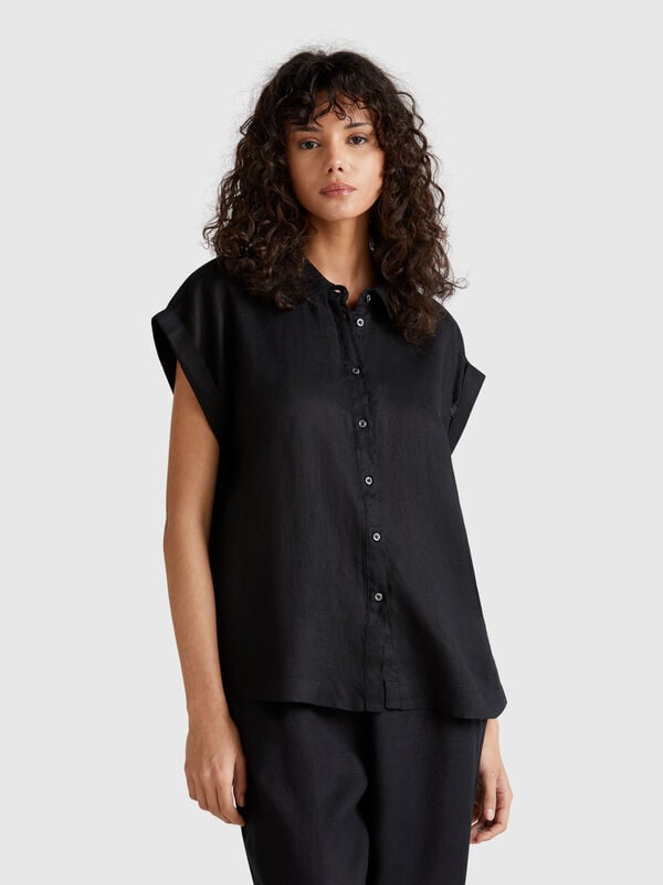 Chemise coupe classique en pur lin Femme