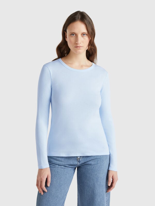 T-shirt à manches longues en pur coton Femme